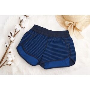 Lululemon Speed Shorts Women's Size 4 Navy Blue Stripe Running Athletic w/ Liner